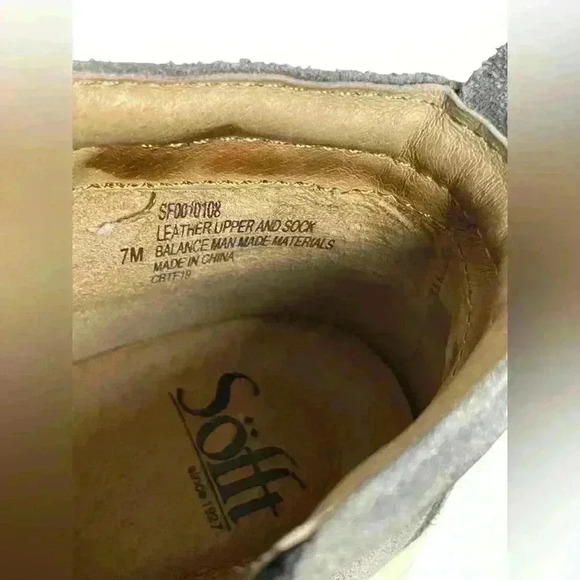 Sofft Britton II Hightop Leather Sneaker Gray Size 7M Smoke Suede Casual Comfort - Picture 6 of 8